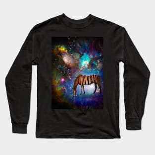 Tiger horse in vivid space Long Sleeve T-Shirt